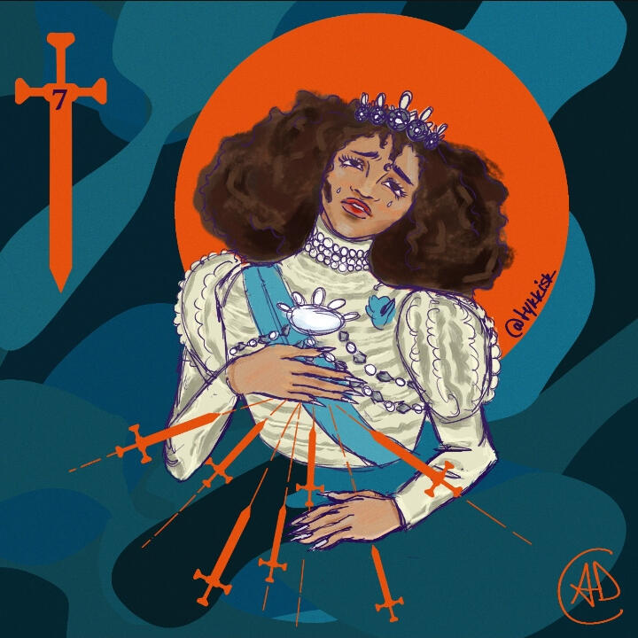 seven of swords (tarot illustration)